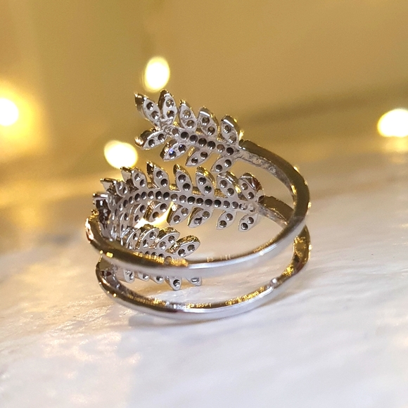 New Charm Silver Branch Leaves Adjustable Ring - Picture 2 of 4